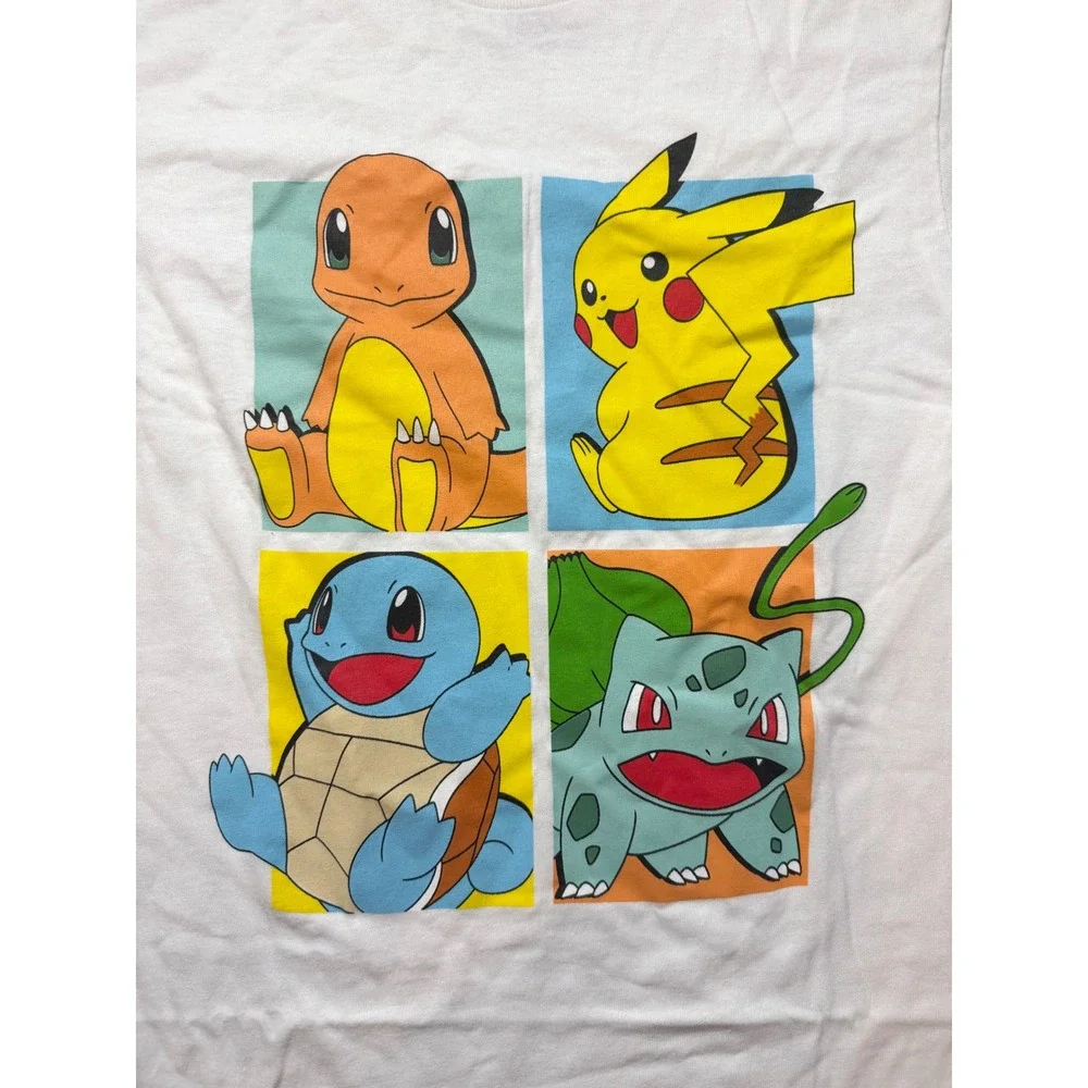 Pokemon Graphic T-Shirt White Small Pikachu Charmander Squirtle Bulbasaur‎ Tee